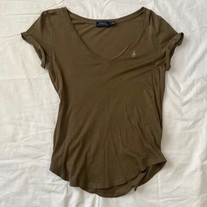 Trendy green Polo V neck tee!